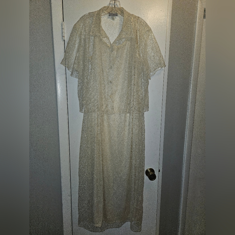Vintage D.E. Frantoria Ivory Cream Dress - 16
